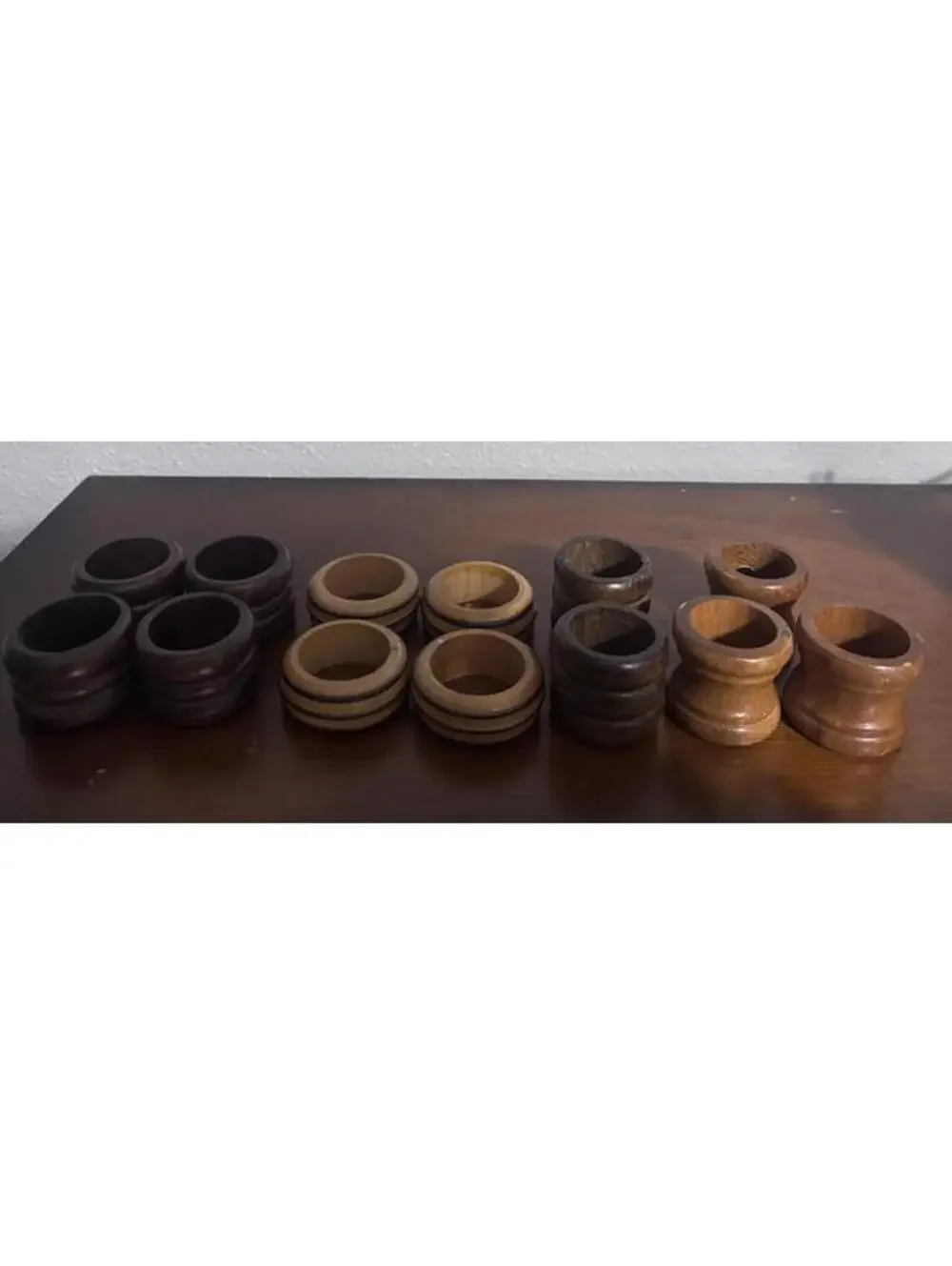 Lot Of 13 Wooden Napkin Rings Ribbed